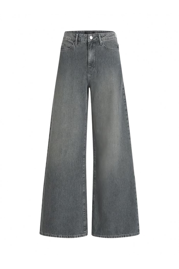 Wide Leg Denim Pants Grey