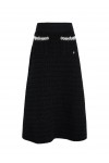 Faux-pearl midi knitted skirt