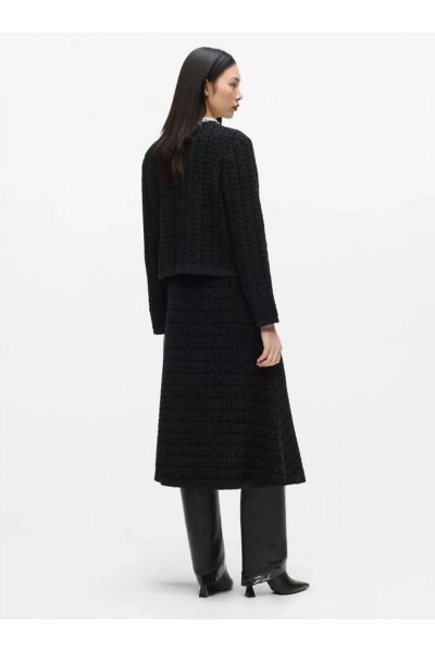 Faux-pearl midi knitted skirt