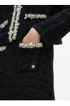 Faux-pearl midi knitted skirt