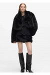 Transformable long faux-fur coat