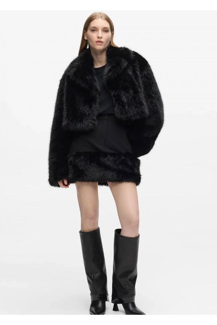 Transformable long faux-fur coat