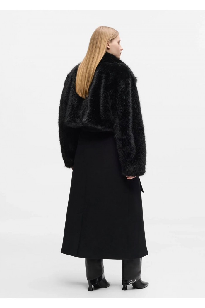 Transformable long faux-fur coat