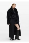Transformable long faux-fur coat