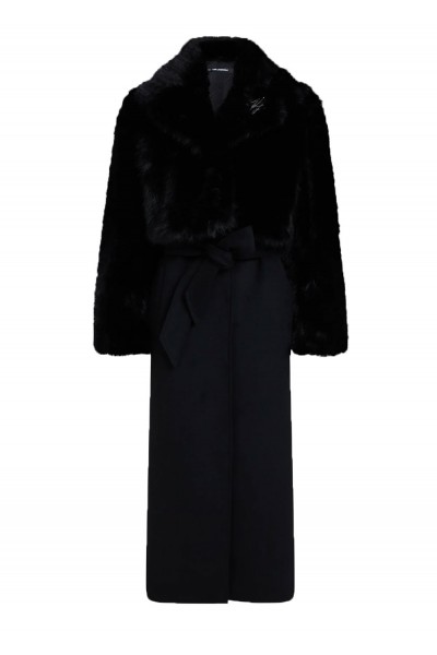 Transformable long faux-fur coat