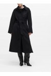 Belted long wool-blend coat