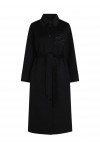 Belted long wool-blend coat
