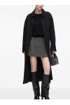 Belted long wool-blend coat