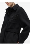 Belted long wool-blend coat