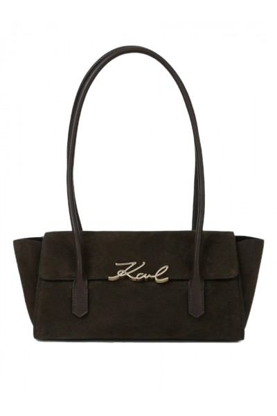 Signature suede shoulder bag