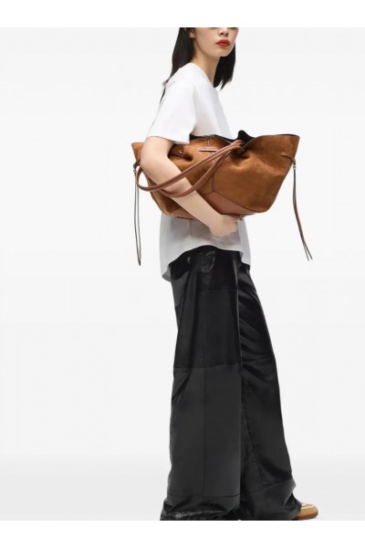 Pierced medium faux-suede tote bag