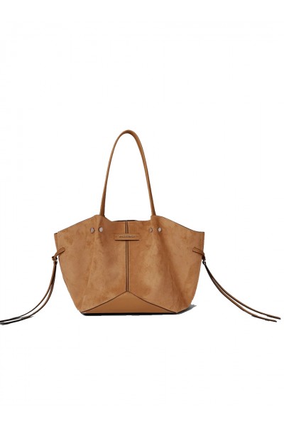 Pierced medium faux-suede tote bag
