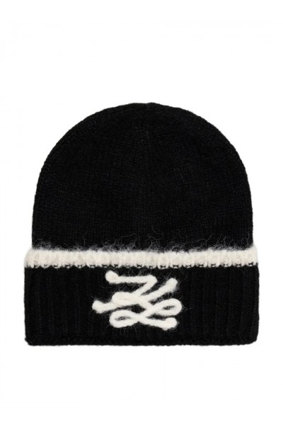Logo-embroidered ribbed beanie hat