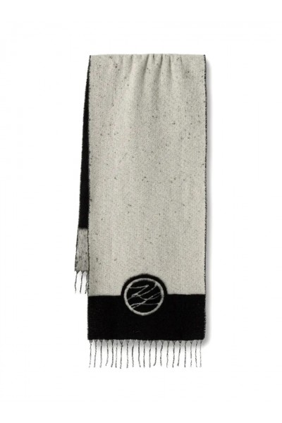 logo-intarsia fringed scarf