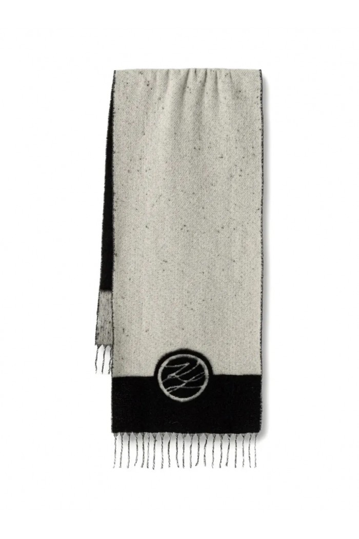 logo-intarsia fringed scarf