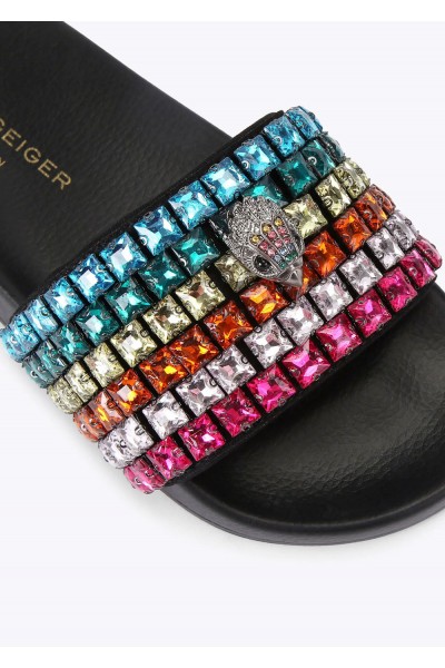 Rainbow Canvas Crystal Sandal 