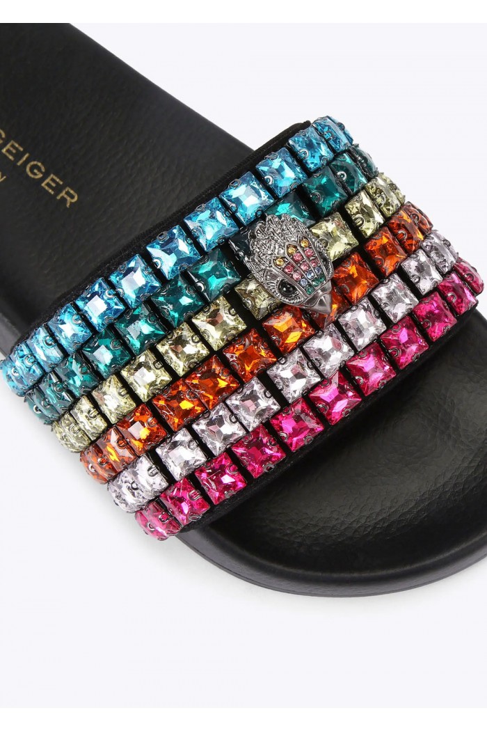 Rainbow Canvas Crystal Sandal 