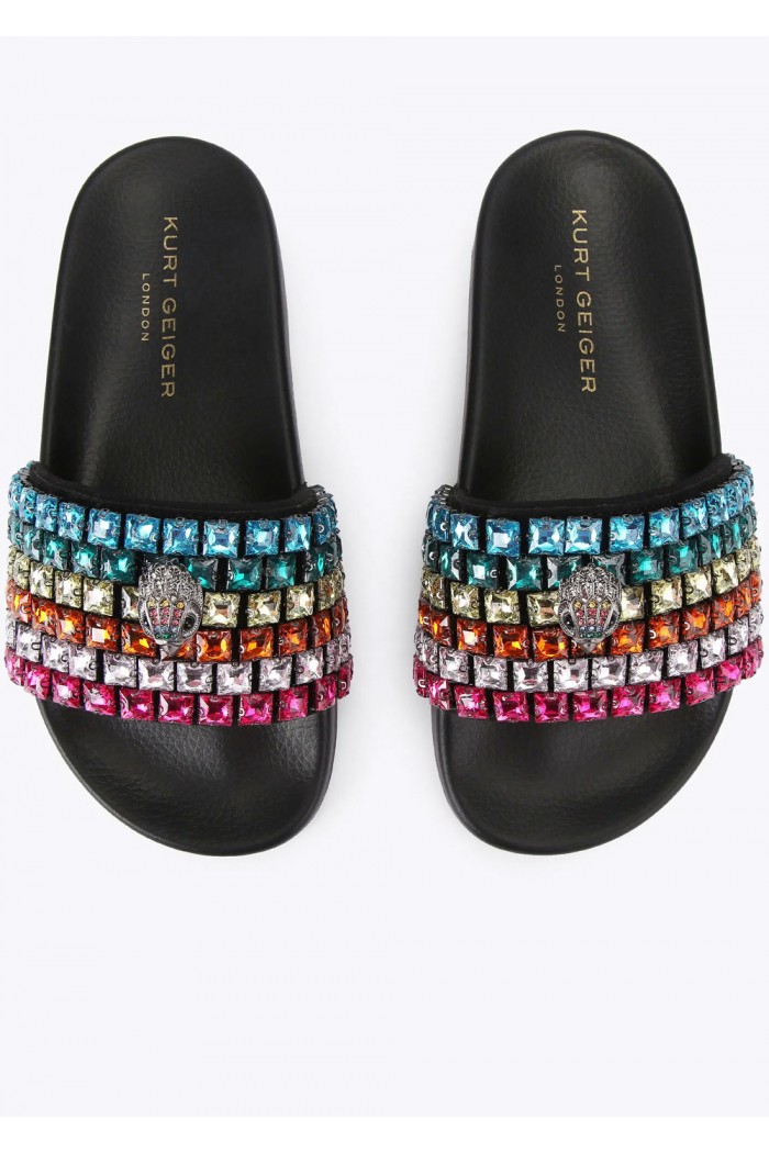 Rainbow Canvas Crystal Sandal 