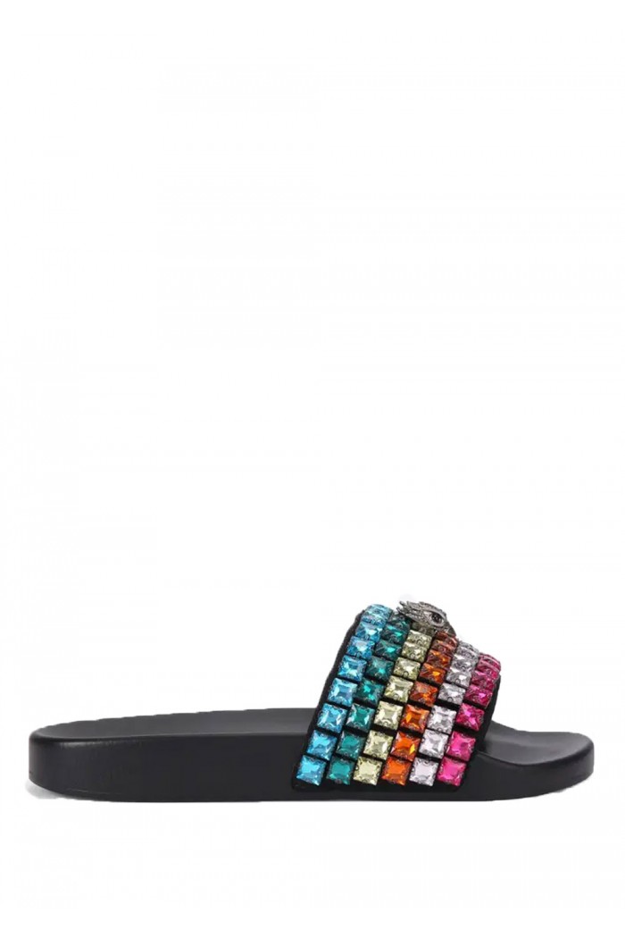 Rainbow Canvas Crystal Sandal 