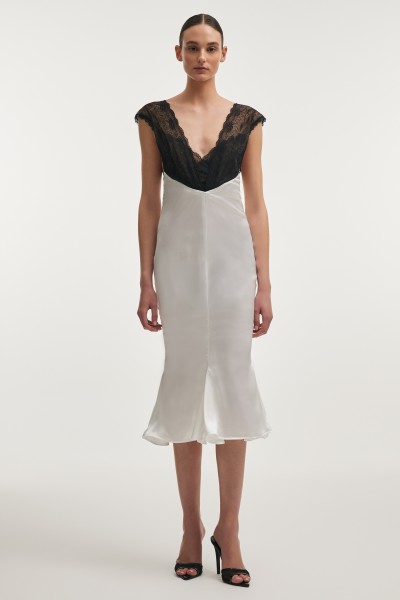 Naia Silk Midi Dress White