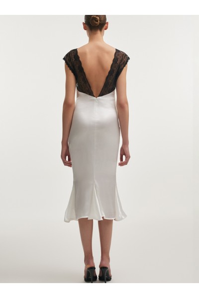 Naia Silk Midi Dress White