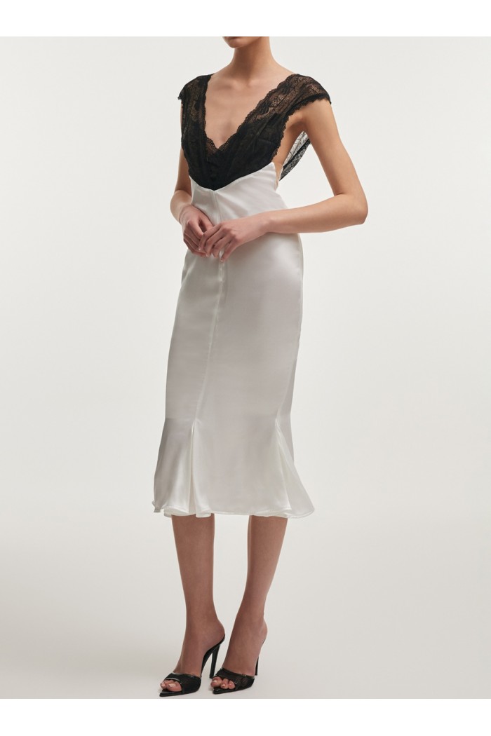 Naia Silk Midi Dress White