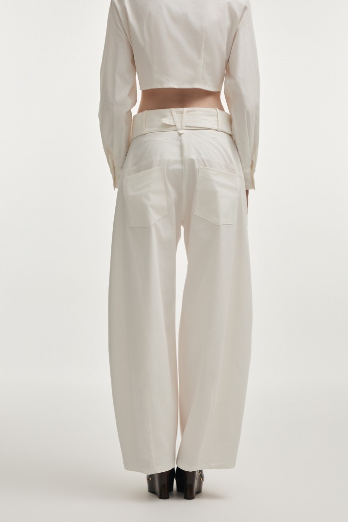 Pure Barrel Trousers White