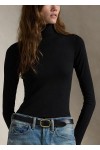 Stretch Rib-knit Roll Neck