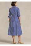 BELTED STRIPED COTTON DRESS