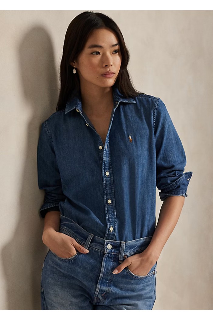 slim fit denim shirt