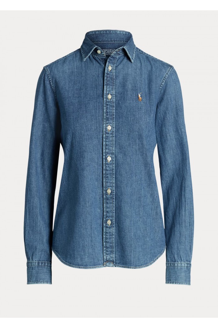slim fit denim shirt