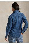 slim fit denim shirt
