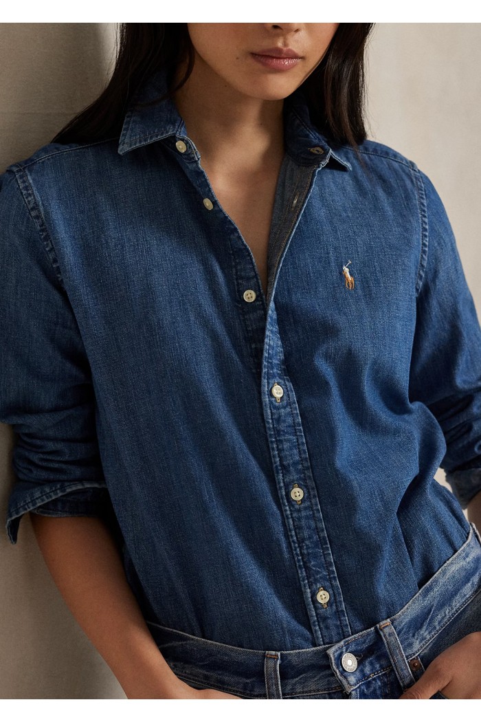 slim fit denim shirt