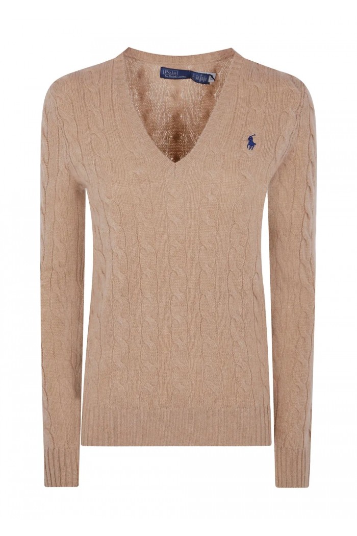 Cable-Knit Wool-Cashmere V-Neck Jumper