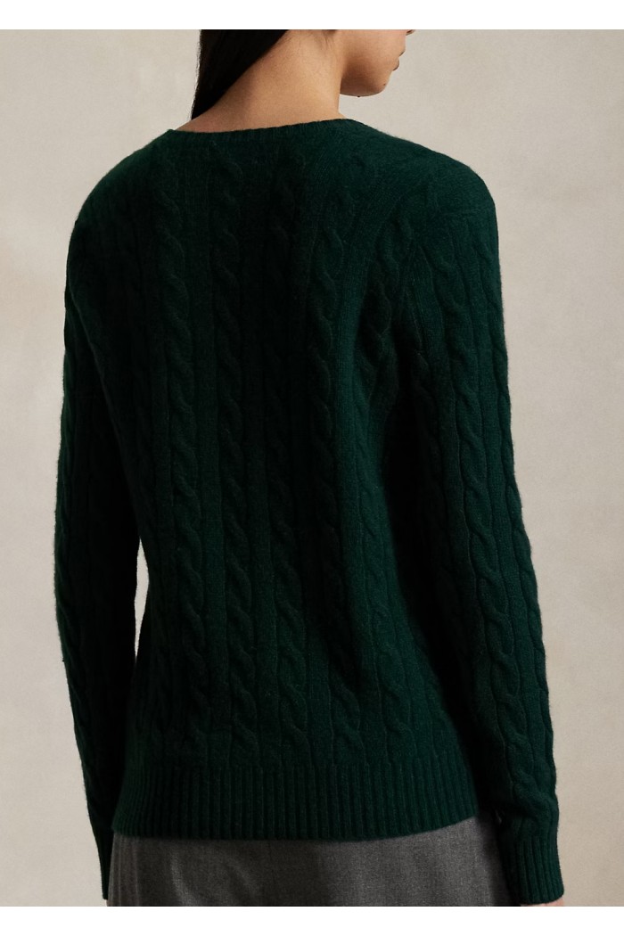 Cable-Knit Wool-Cashmere V-Neck Jumper
