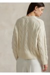 Cable-Knit Wool-Cashmere V-Neck Jumper