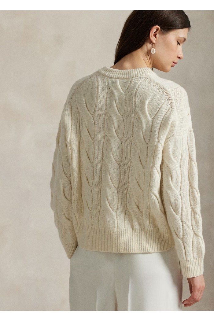 Cable-Knit Wool-Cashmere V-Neck Jumper