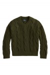 Cable-Knit Wool-Cashmere V-Neck Jumper