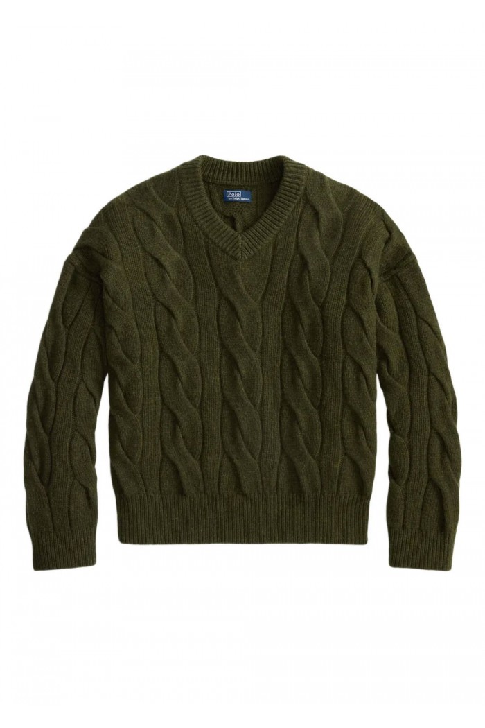Cable-Knit Wool-Cashmere V-Neck Jumper