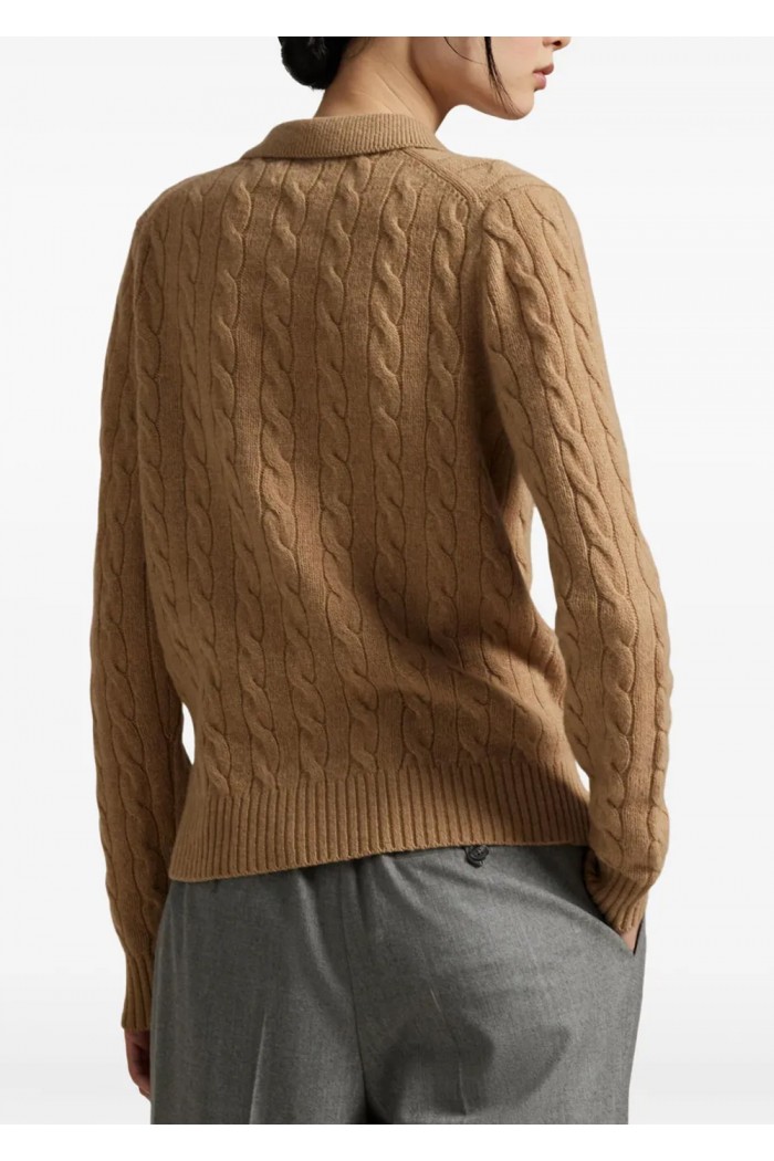 cable-knit polo sweater