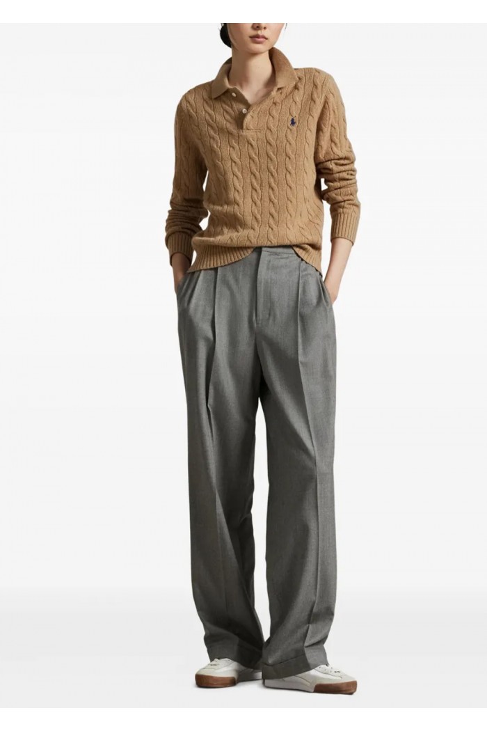 cable-knit polo sweater