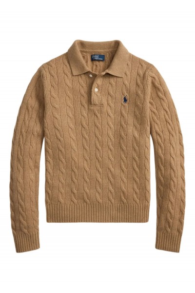 cable-knit polo sweater