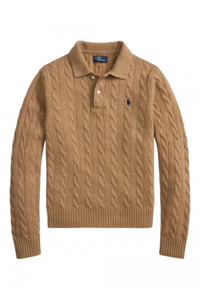 cable-knit polo sweater