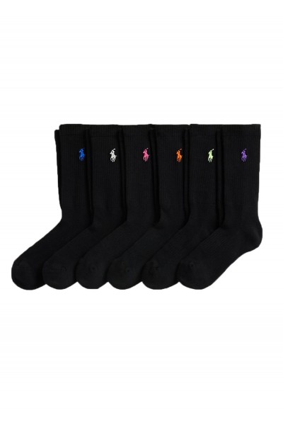 Embroidered Pony Crew Sock 6-Pack