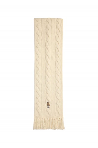 Polo Bear Cable-Knit Wool-Blend Scarf