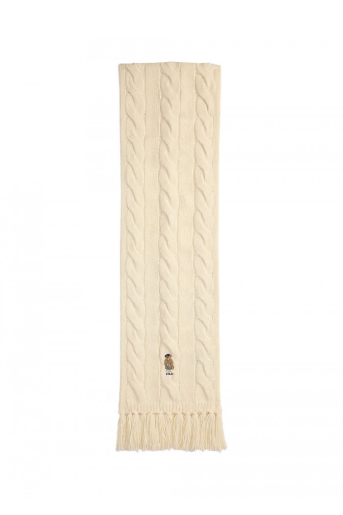Polo Bear Cable-Knit Wool-Blend Scarf