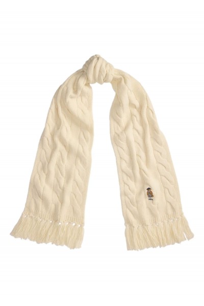 Polo Bear Cable-Knit Wool-Blend Scarf