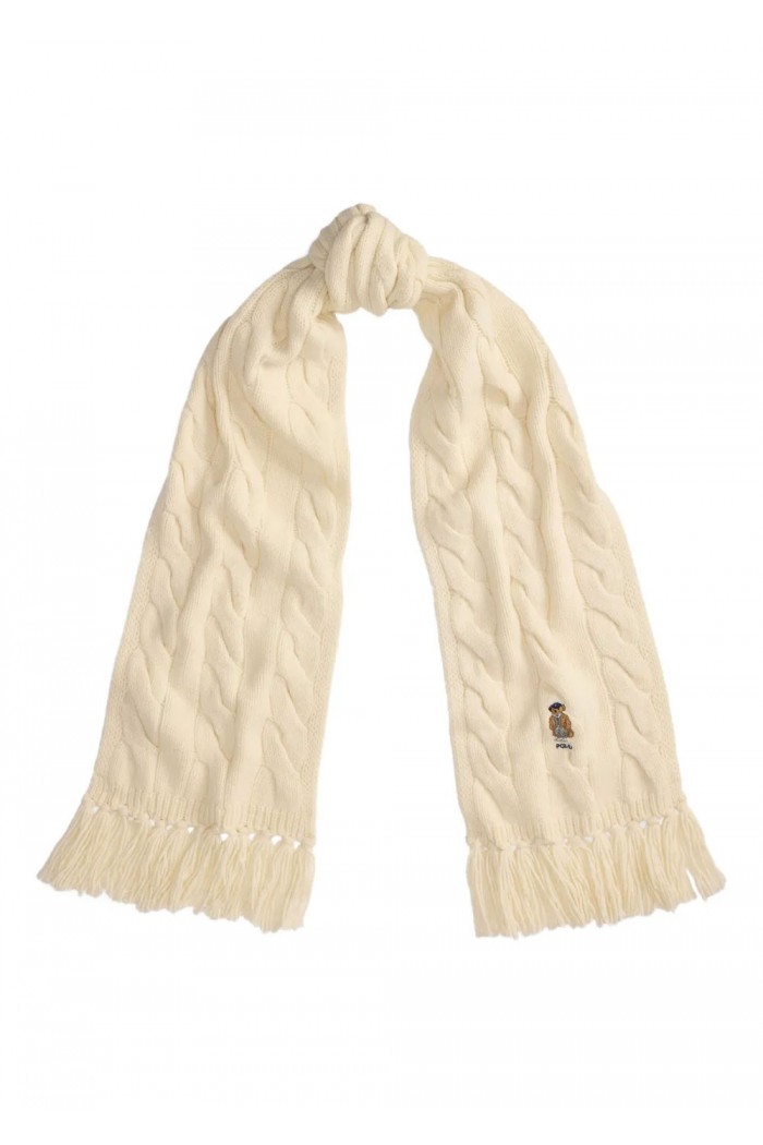 Polo Bear Cable-Knit Wool-Blend Scarf
