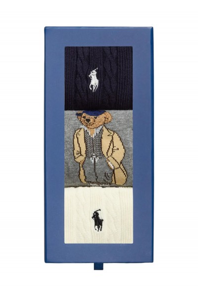 cable-knit bear sock pack