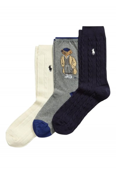 cable-knit bear sock pack